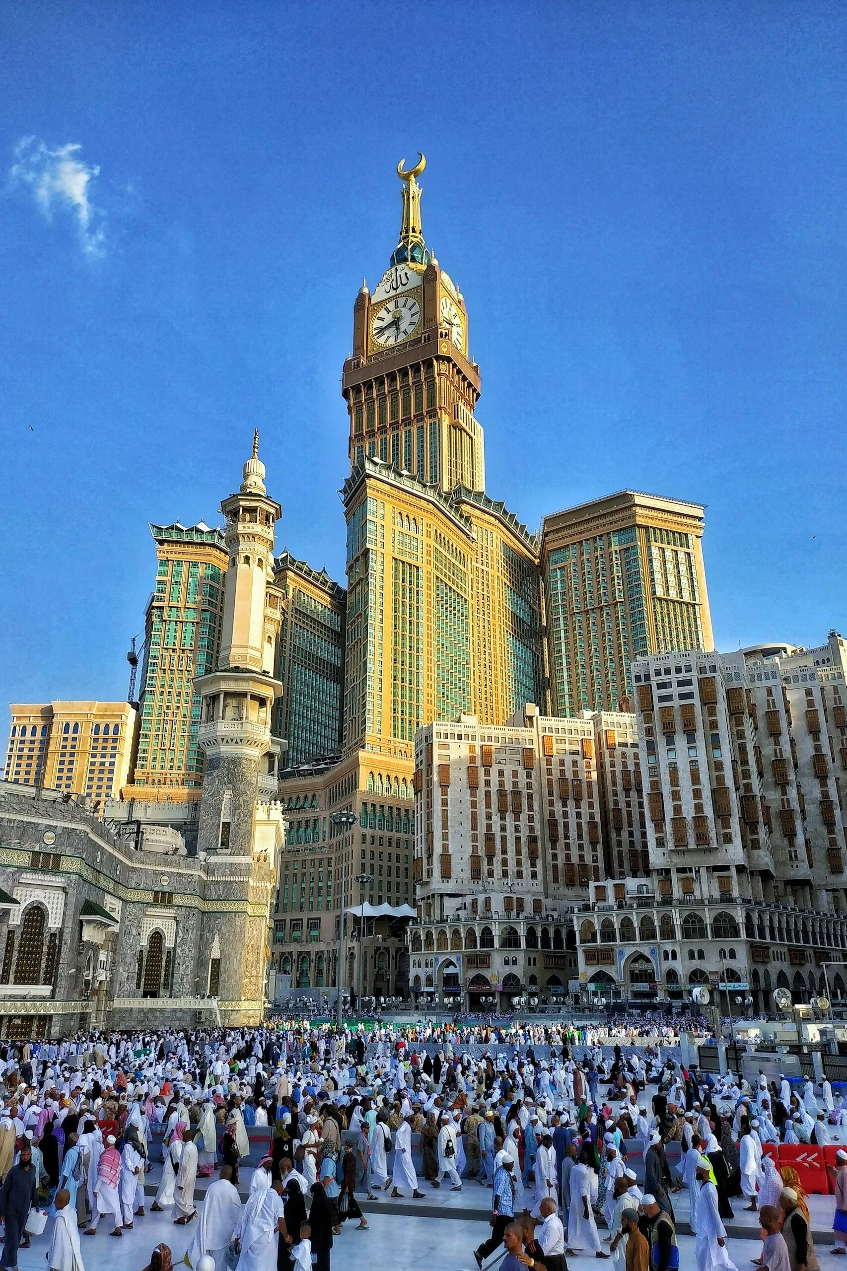 The grand Abraj Al Bait Tower near the holy Kaaba in Makkah.